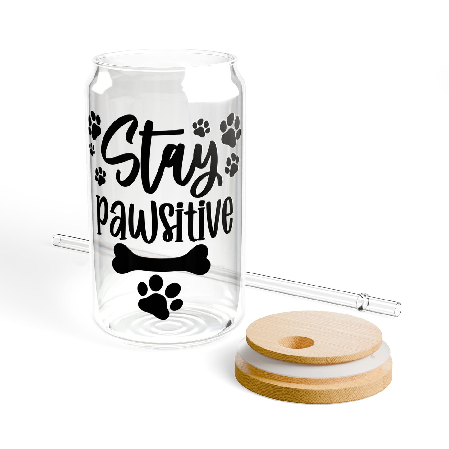 Sipper Glass, 16oz Stay Pawsitive