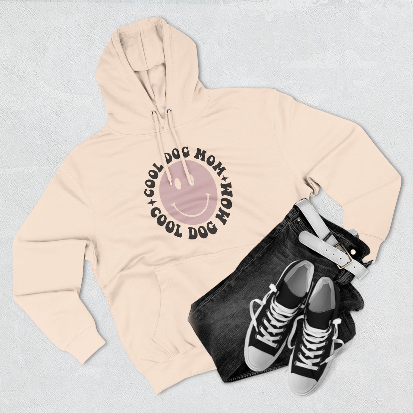 Three-Panel Fleece Hoodie Cool Dog Mom