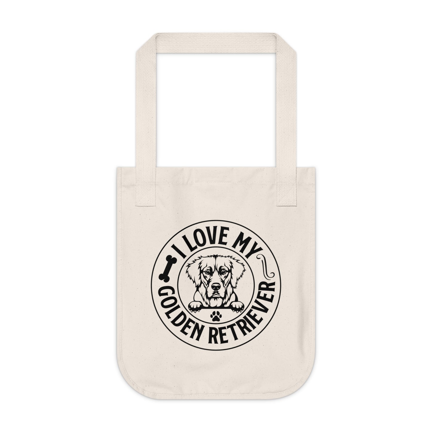 Organic Canvas Tote Bag I Love my Golden Retriever