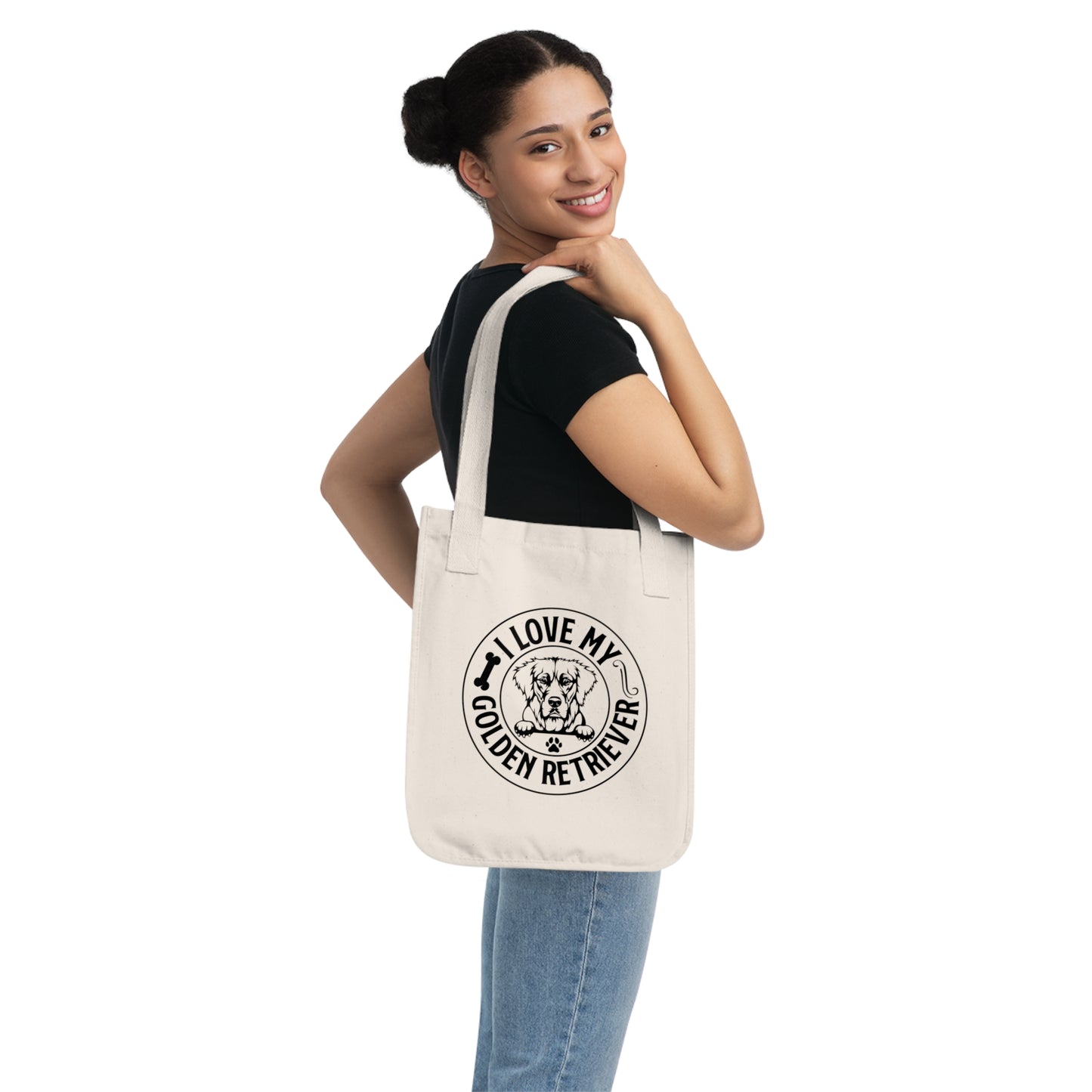 Organic Canvas Tote Bag I Love my Golden Retriever